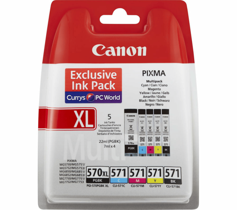 Canon PGI-570XL/CLI-571 PGBK, Original, Fargestoffbasert blekk/pigmentbasert blekk, Svart, Cyan, Fiolblå, Gult, Canon, Multi pack, Canon Pixma MG5750