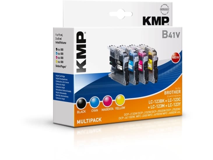 KMP Multipack B41V, Pigmentbaserat bläck, Svart, Cyan, Magenta, Gul, Multi pack, Brother DCP J 132 W Brother DCP J 152 W Brother DCP J 4110 DW Brothe