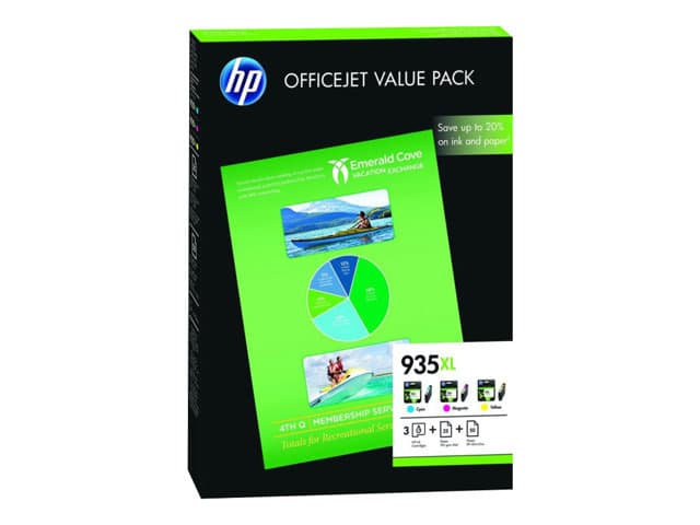 HP 935XL - 3-pack - gul, cyan, magenta - original - bläckpatron/papperssats - för Officejet 6812, 6815, 6820; Officejet Pro 6230 ePrinter, 6830, 6835