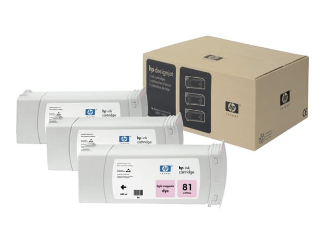 HP 81 - 3-pack - ljus magenta - original - bläckpatron - för DesignJet 5000, 5000ps, 5000ps uv, 5000uv, 5500, 5500 uv, 5500mfp, 5500ps, 5500ps uv