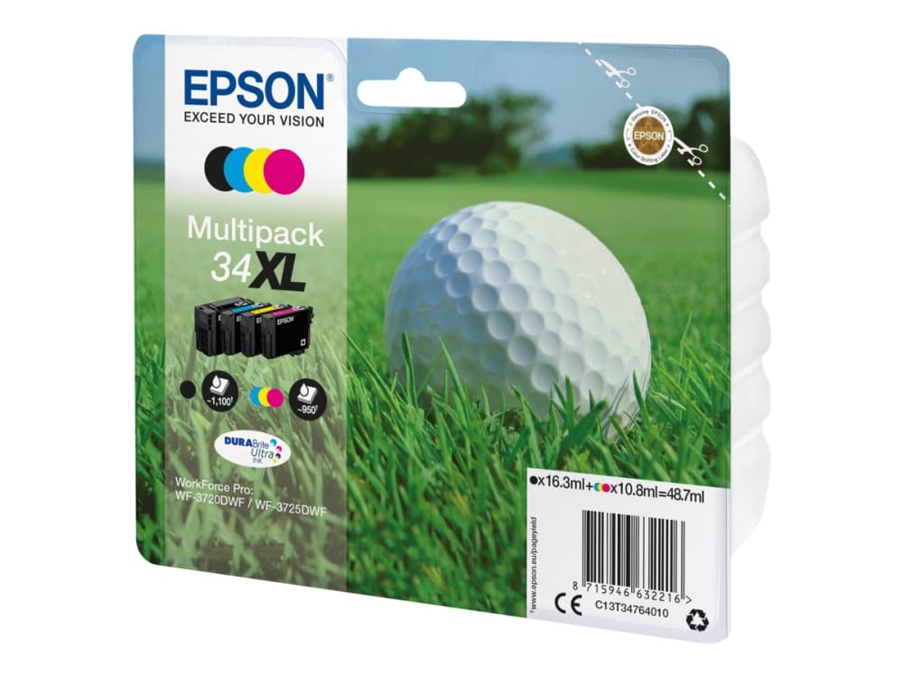 Epson 34XL - 4-pack - XL - svart, gul, cyan, magenta - original - blister - blekkpatron - for WorkForce Pro WF-3720, WF-3720DWF, WF-3725DWF