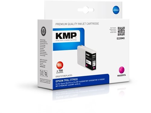 Bild av KMP E220MX, Pigmentbaserat bläck, Magenta, Epson, WorkForce Pro WF-5620DWF/WF-5690DWF/WF-5110DDW/WF-5190DW/WF-4640/WF-4630, 20 ml, 2700 sidor