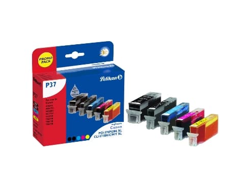 Pelikan P37, Pigmentbaserat bläck, Canon, Multi pack, PIXMA MG5750, MG5751, MG5752, MG5753, MG6850, MG6851, MG6852, MG6853, MG7750, MG7751, MG7752,..