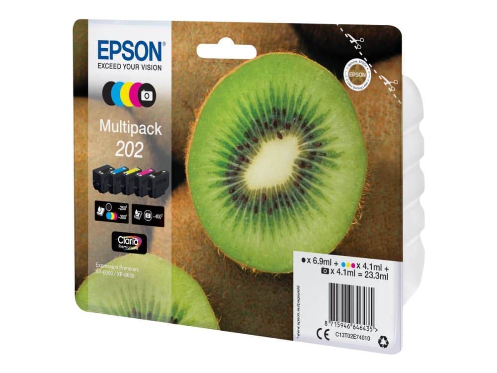 Epson Multipack 202 - 5-pack - svart, gul, cyan, magenta, foto-svart - original - blister - bläckpatron - för Expression Premium XP-6000, XP-6005, XP