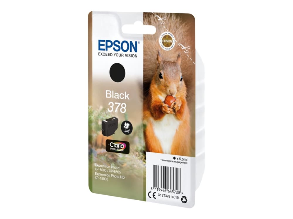 Epson 378 - 5.5 ml - svart - original - blister - blekkpatron - for Expression Home XP-8605, 8606; Expression Home HD XP-15000; Expression Photo XP-8