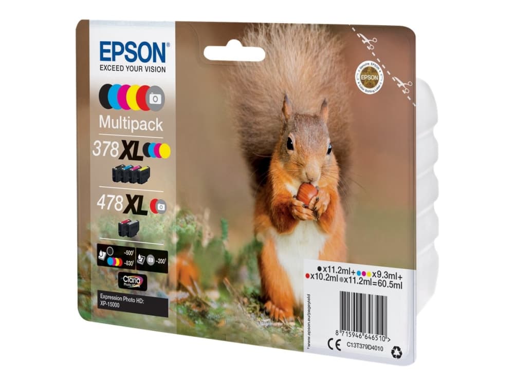 Epson 478XL Multipack - 6-pack - 60.5 ml - hög kapacitet - grå, svart, gul, cyan, magenta, röd - original - bläckpatron - för Expression Home HD XP-1
