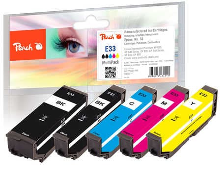 Peach 320141, Dye-based ink / Pigment-based ink, Svart, Cyan, Magenta, Fotosvart, Gul, Epson, Multi pack, Epson Expression Premium XP-530, XP-540, XP