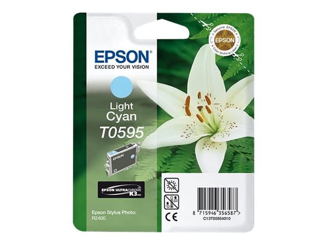 Epson T0595 - 13 ml - ljus cyan - original - blister med RF-larm/akustiskt larm - bläckpatron - för Stylus Photo R2400