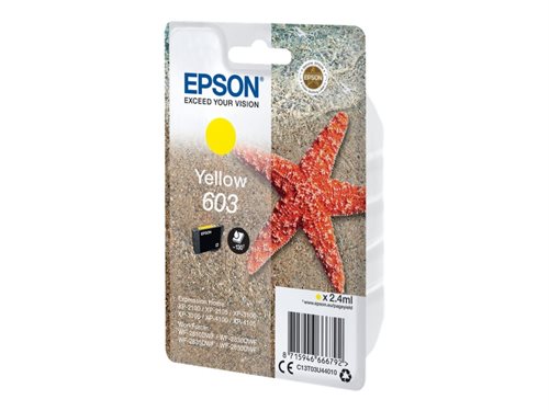 Bild av Epson 603 - 2.4 ml - gul - original - blister - bläckpatron - för Expression Home XP-2100, 2105, 3100, 3105, 4100, 4105; WorkForce WF-2810, 2830, 283