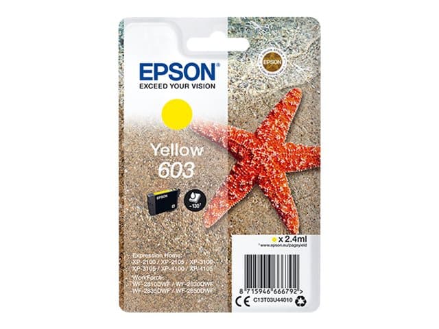 Epson 603 - 2.4 ml - gul - original - blister med RF-larm/akustiskt larm - bläckpatron - för Expression Home XP-2100, 2105, 3100, 3105, 4100, 4105; W