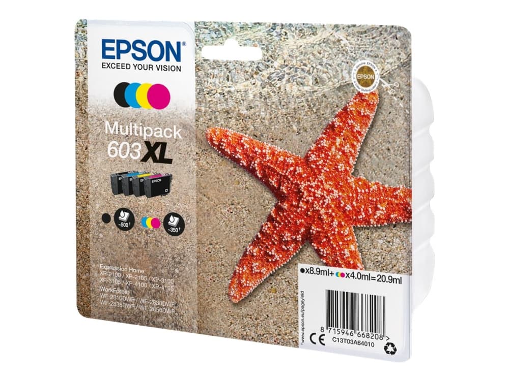Epson 603XL Multipack - 4-pack - XL - svart, gul, cyan, magenta - original - blister - bläckpatron - för Expression Home XP-2100, 2105, 3100, 3105, 4