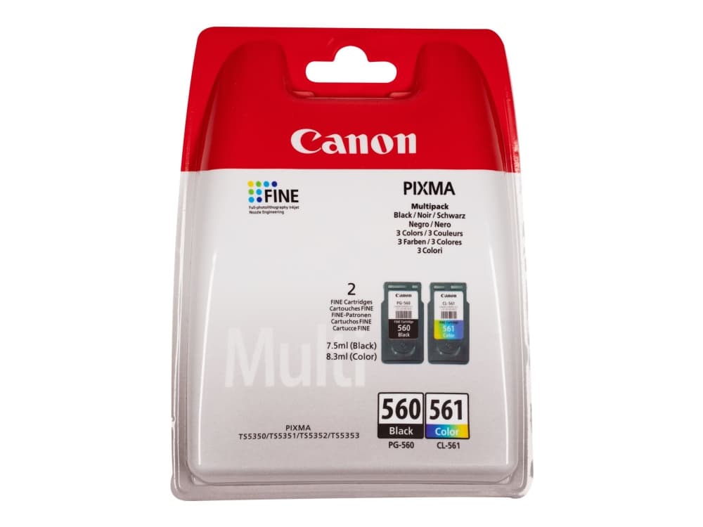 Canon PG-560 / CL-561 Multipack - 2-pack - svart, färg (cyan, magenta, gul) - original - bläckpatron - för PIXMA TS5350, TS5351, TS5352, TS5353, TS74