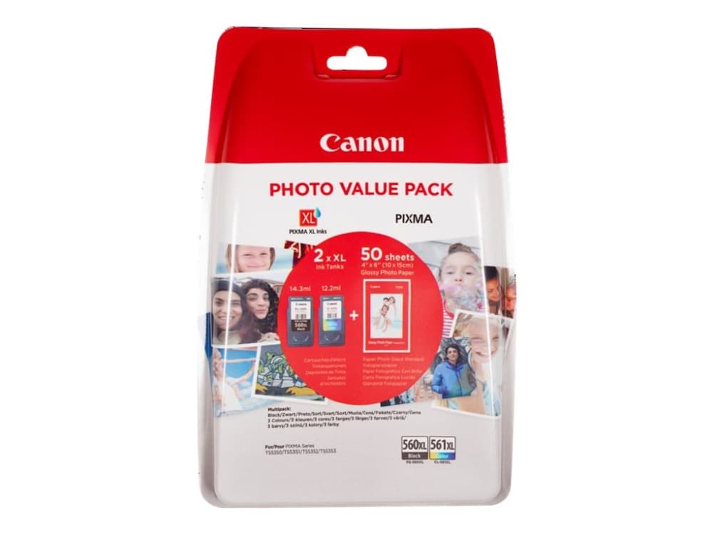 Canon PG-560XL/CL-561XL Photo Value Pack - Blank - 2-pack - Lång livslängd - svart, färg (cyan, magenta, gul) - original - 100 x 150 mm 50 ark bläckp