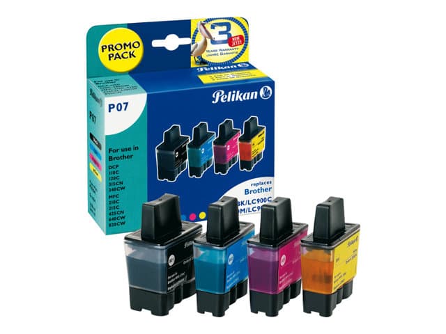 Pelikan Promo Pack P07 - 4-pack - svart, gul, cyan, magenta - compatible - bläckpatron - för Brother DCP-115, 117, 120, 315, 340, MFC-215, 3240, 3340