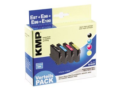 Bild av KMP Vorteilspack E97 + E98 + E99 + E100 - 4-pack - svart, gul, cyan, magenta - compatible - bläckpatron - för Epson Stylus D68 Photo Edition, D88 Pho