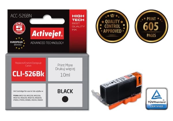 Activejet ACC-526CN, Compatible, Cyan, Canon, Canon PIXMA: MG5150, MG5250, MG5350, MG6150, MG6250, MG8150, MG8250, iP4850, iP4950, MX885,..., 1 styck