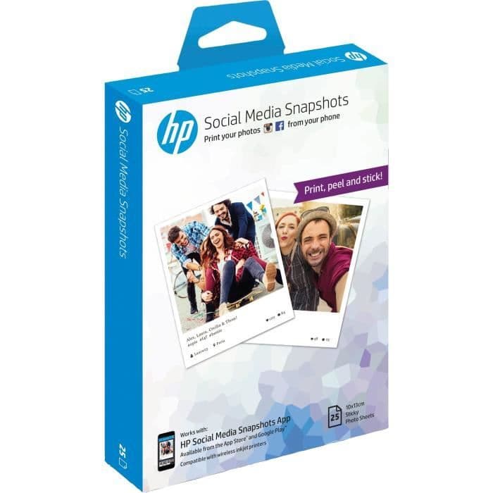 HP flyttbar W2G60A fotopapper - Snapshots för sociala medier - 25 ark - 10 x 13 cm