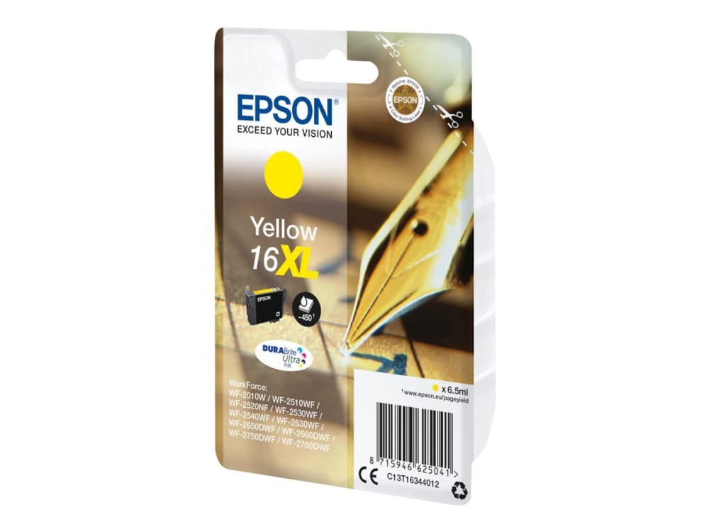Epson 16XL - 6.5 ml - XL - gul - original - blister - bläckpatron - för WorkForce WF-2010, 2510, 2520, 2530, 2540, 2630, 2650, 2660, 2750, 2760