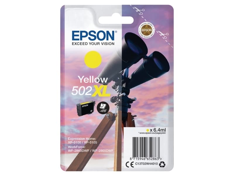 Blækpatron epson 502xl 470 sider gul
