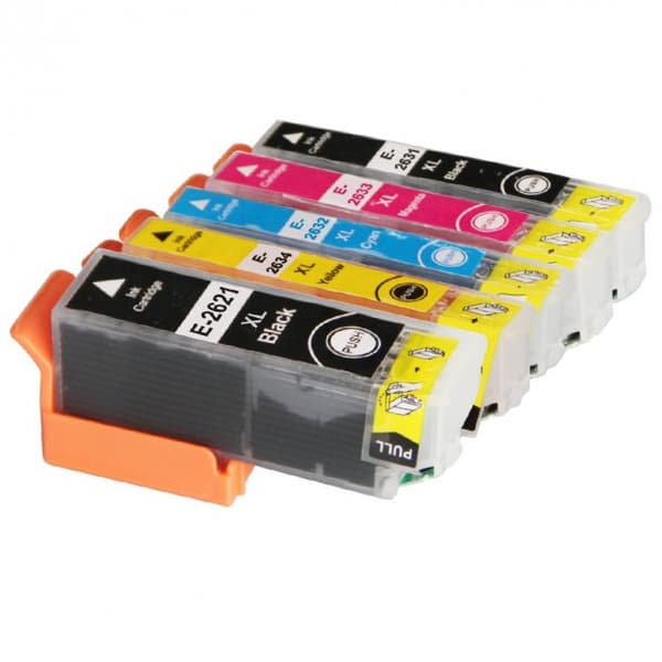 Kompatibel - Epson 26 XL sampak 5 st (1 st svart / foto svart 22 ml / 1 st cyan / magenta / gul 112 ml)