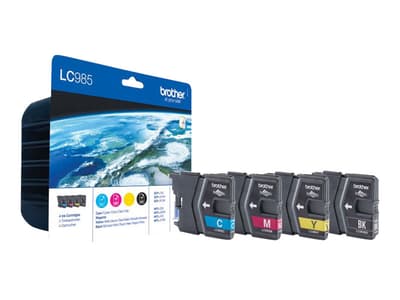 Brother LC985VALBP - 4-pack - svart, gul, cyan, magenta - original - blister - bläckpatron - för Brother DCP-J125, DCP-J140, DCP-J315, DCP-J515, MFC-