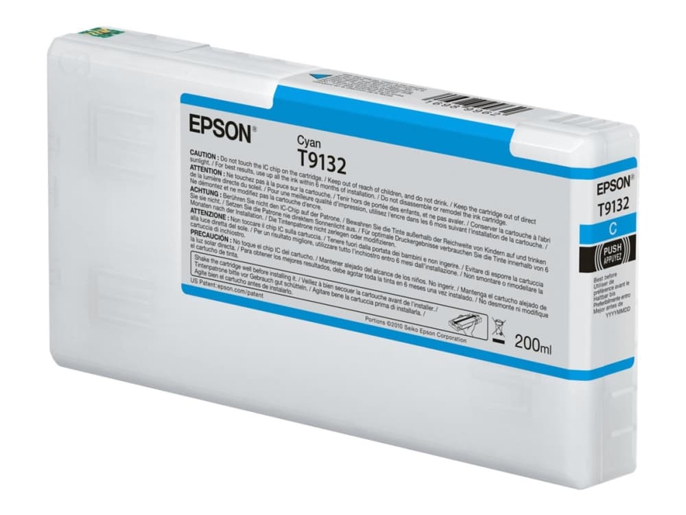 Epson T9132 - 200 ml - cyan - original - bläckpatron - för SureColor P5000, SC-P5000, SC-P5000 STD Spectro, SC-P5000 Violet, SC-P5000 Violet Spectro