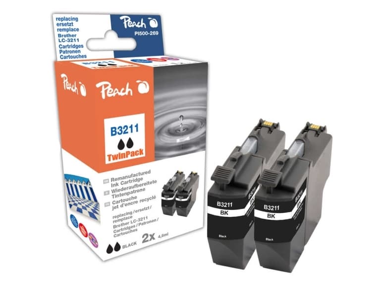 Peach PI500-269, Kompatibel, Sort, Brother, Dobbelt pakke, Brother DCPJ 572 DW Brother DCPJ 770 Series Brother DCPJ 772 DW Brother DCPJ 772 DNW Broth