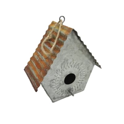 Metal Birdhouse with Corrugated Roof