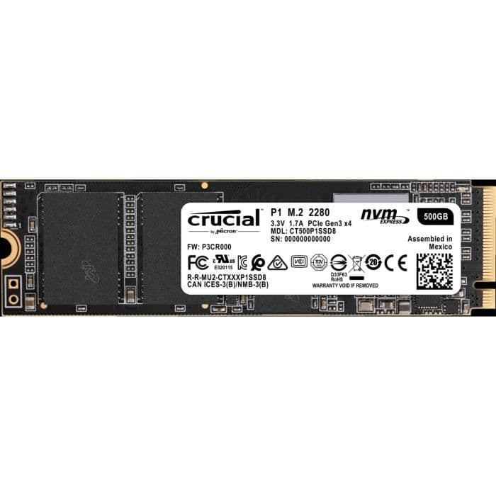 CRUCIAL - Intern SSD - P1 - 500 GB - M.2 (CT500P1SSD8)