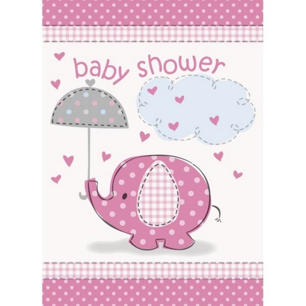 Unique Party Umbrellaphants Baby Shower Pink Invites