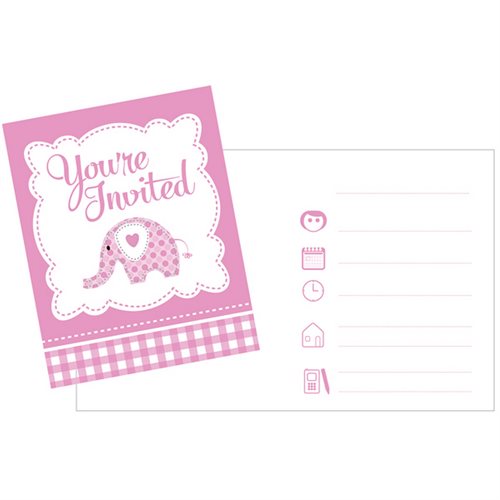 Bild av Creative Party Baby Sweet Elephant Inbjudningar (paket med 8)