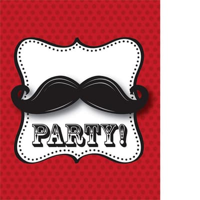 Creative Party Moustache Madness Invitations (Pack Of 8)