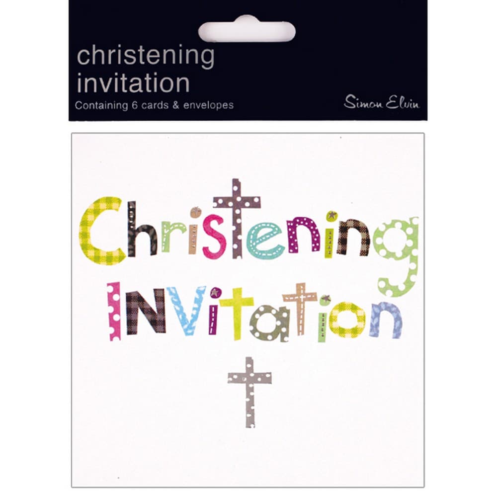 Simon Elvin Christening Invitations with Envelopes (Pack of 6)