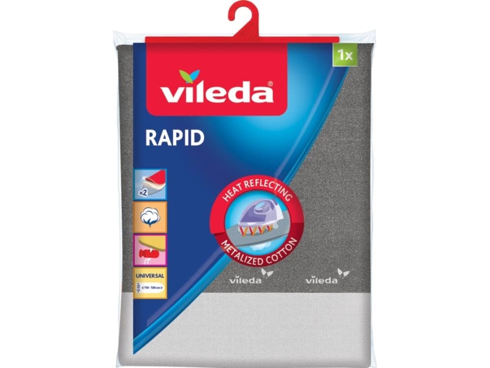 Vileda Rapid, Övre strykbrädsöverdrag, Bomull, Grå, 1300 x 450 mm, 225 mm, 55 mm