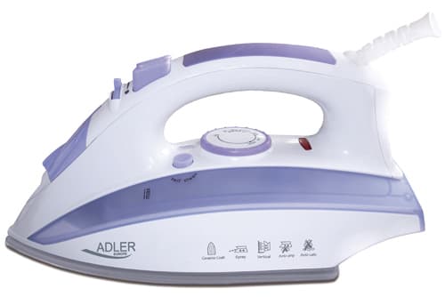 Adler AD 5011, Torr & Ångstrykjärn, Keramisk stryksula, Lila, Vit, 0,28 l, 2000 W, 1,3 kg