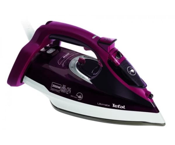 Tefal Ultimate Anti-Calc FV9775, Torr & Ångstrykjärn, Durilium Autoclean soleplate, 220 g/min, Burgundisk, 55 g/min, 0,35 l