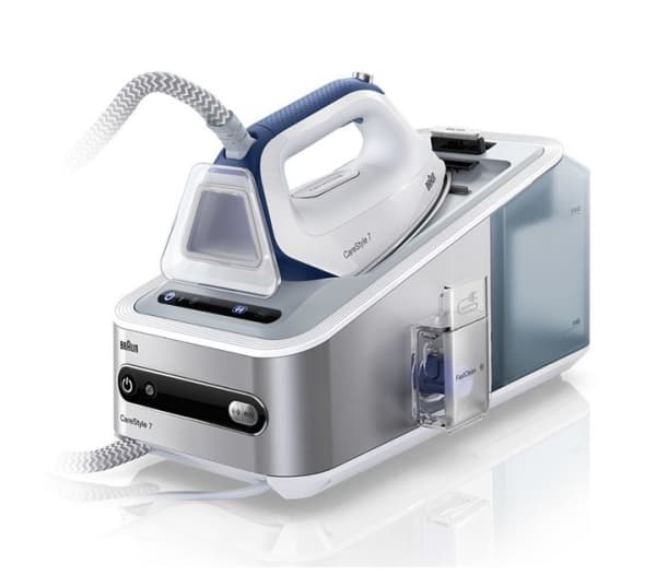 Braun Carestyle 7 Dampfbügelstation IS 7143 Weiss, Torr & Ångstrykjärn, Eloxal stryksula, 1,8 m, 450 g/min, Blå, Silver, Vit, 125 g/min