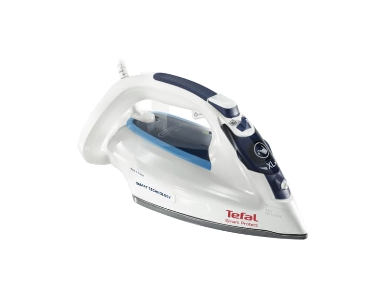 Tefal Smart Protect FV4980, Dampstrygejern, Durilium strygesål, 2 m, 180 g/min., Blå, Grå, Hvid, 40 g/min.