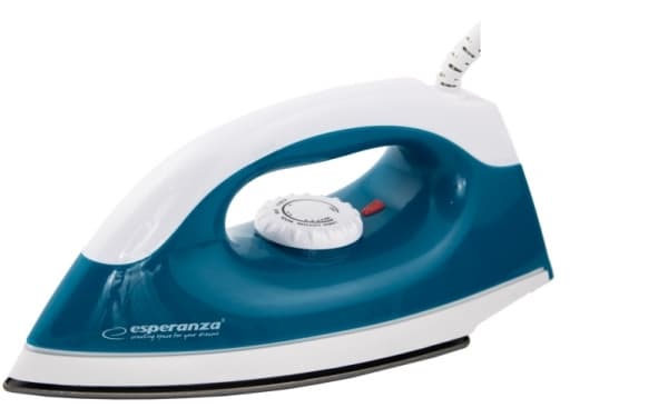 Esperanza TRAVEL IRON SMOOTHER, Torrstrykjärn, Strysula non-stick, 1,4 m, Blå, Vit, 1200 W, 1200 W