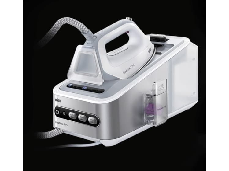 Braun IS 7155 WH, Tørr & dampstrykejern, Eloxal-strykesåle, 1,8 m, 450 g/min, Sølv, Hvit, 125 g/min
