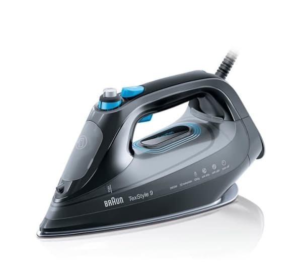 Braun TexStyle 9 SI 9188 E BK, Ångstrykjärn, Eloxal stryksula, 2,5 m, 230 g/min, Svart, 50 g/min