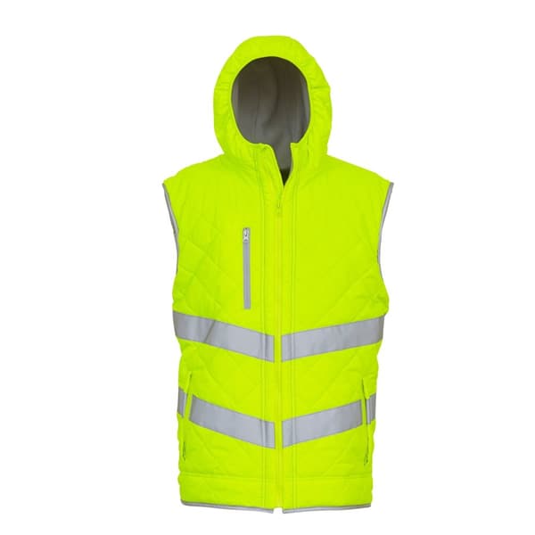 Yoko Unisex Adults Hi Vis Kensington Hooded Gilet Yellow 3XL