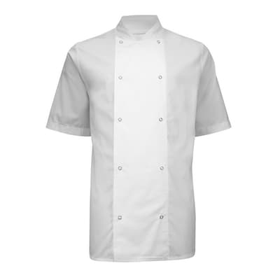 Alexandra Mens Short Sleeve Stud Chefs Jacket