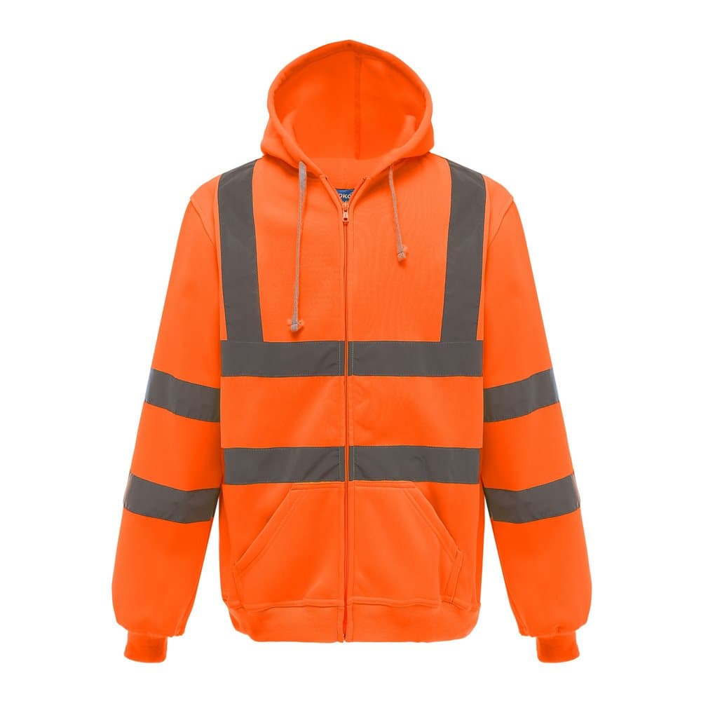 Yoko Mens Hi Visibility Full Zip Reflective Work Hoodie