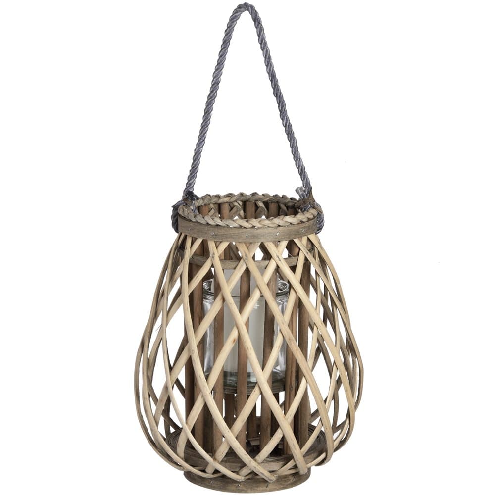 Hill Interiors Wicker Bulbous Lantern