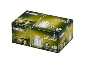 Glaslys Firkantet Relight Transparent uden Refill,2 æsk x 6 stk/krt