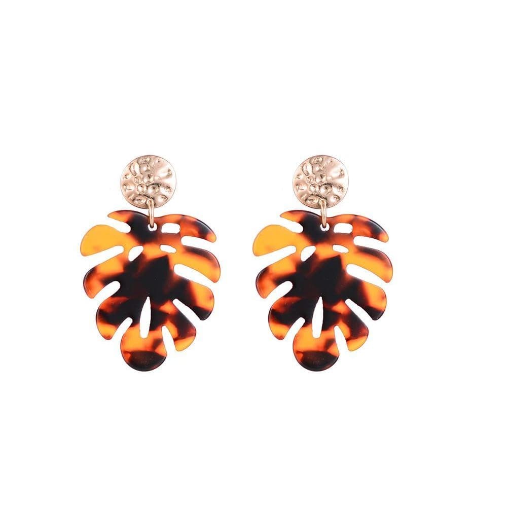 Jewelcity Sunkissed Womens/Ladies Palm Tree Leaf Earrings