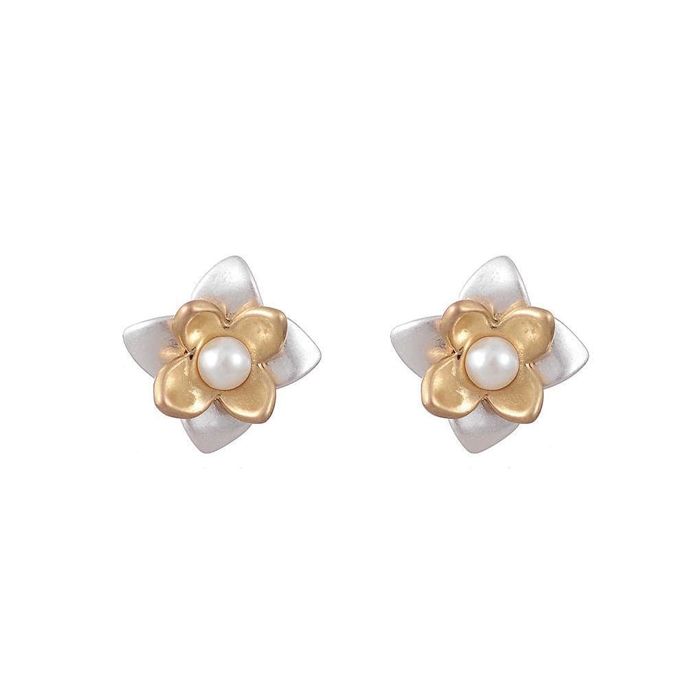 Fable Womens/Ladies Two Tone Flower Earring Studs