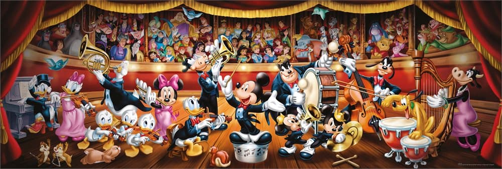 Puslespill Panorama, Disney Orkester, 1000 brikker, Clementoni
