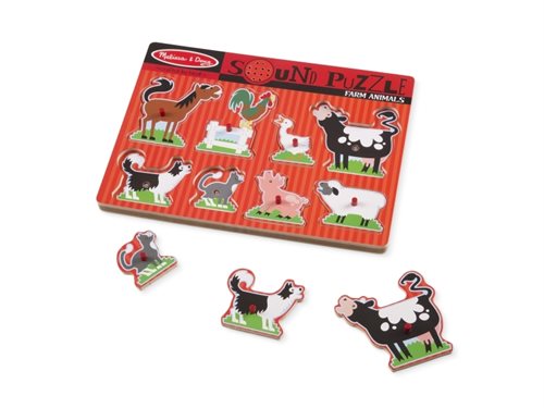 Bild av Melissa & Doug Sound Puzzle - Farm Animals, Formpussel, 8 styck, Djurliv, Förskola, 2 År